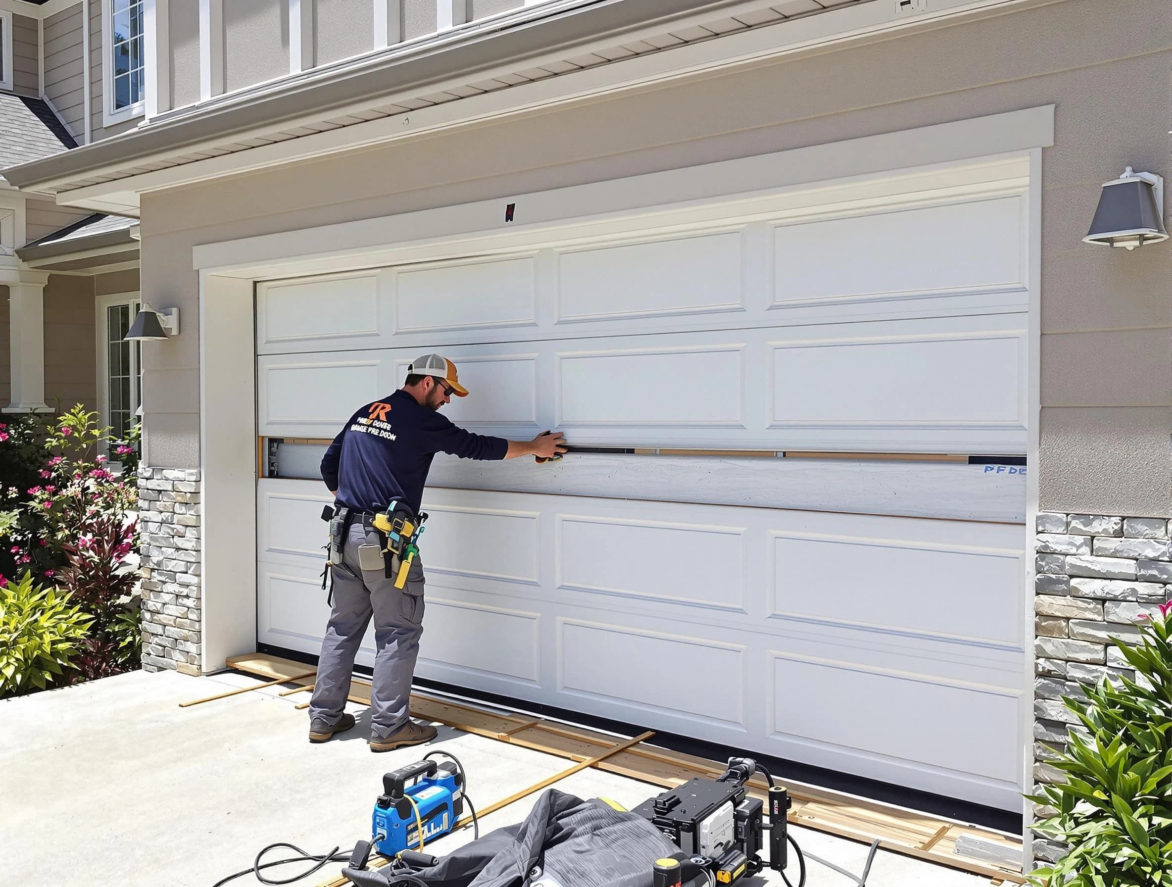 Woodmoor Garage Door Repair team performing complete garage door replacement at Woodmoor residence